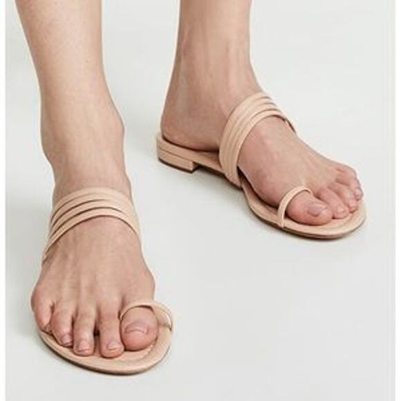 Alexandre Birman 37 Sand Cream Strappy Flat Toe Ring Sandals Leather Size 7 Nude - Picture 12 of 12